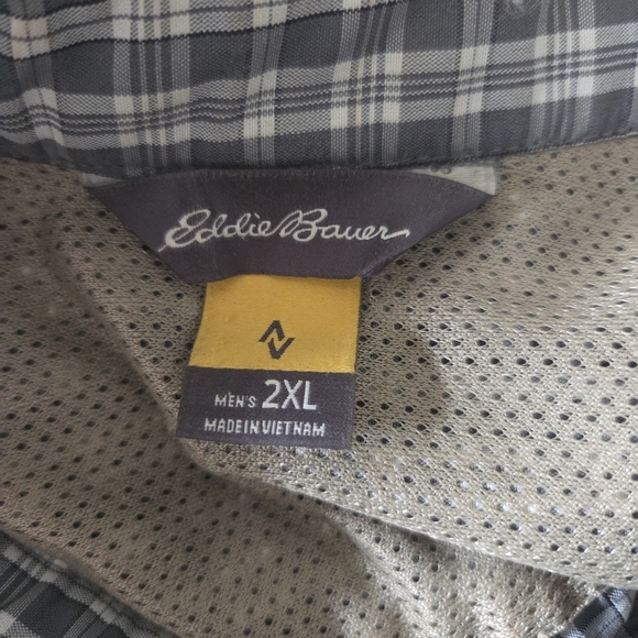 Eddie Bauer Black and White Plaid Casual Shirt Size 2XL - Picture 5 of 5